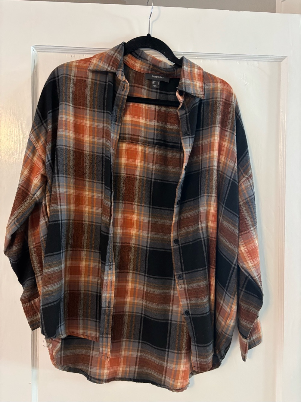 Primark Women’s Orange & Black Plaid Button-Up Shirt